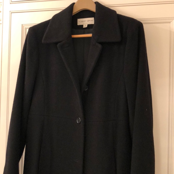Long Albert Nipon black wool/cashmere coat size 10 - Picture 3 of 3